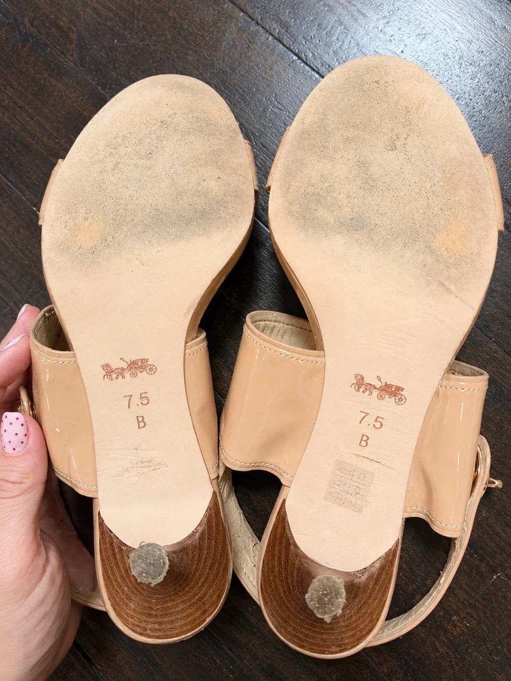 Coach Nude Patent Leather Slingback Heeled Sandals Size 7.5B